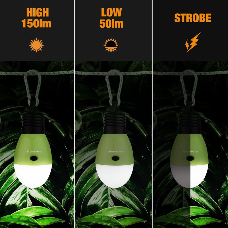 Ever Brite Rechargeable Camping Light,Portable Tent Lantern,3 Lighting Modes, Hanging Tent Light Bulbs with Clip Hook for Hiking, Fishing, Backpacking, Emergency and More-Green - Image 4